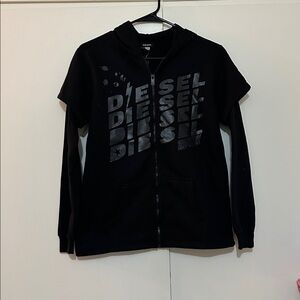 NWT Diesel Boys’ Little Classic Fleece Zip Hoodie Black L